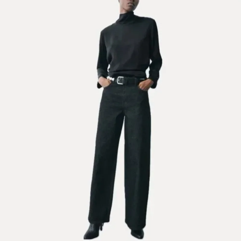 NEW ZARA Mid-Waist Loose-Fit Baggy Wide leg Jean 8 - Picture 2 of 15